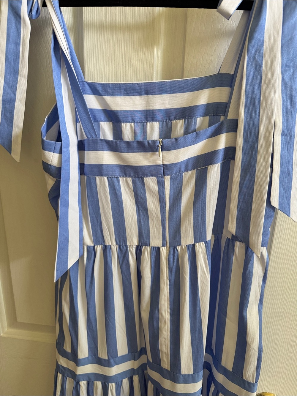 🌸 Aura: Blue and White Striped Tie-Shoulder Maxi Dress - Picture 4 of 6
